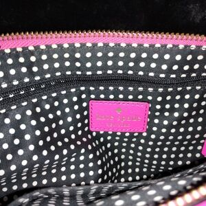 Kate Spade Black and White Polka Dot Cosmetic Bag with Pink Accents